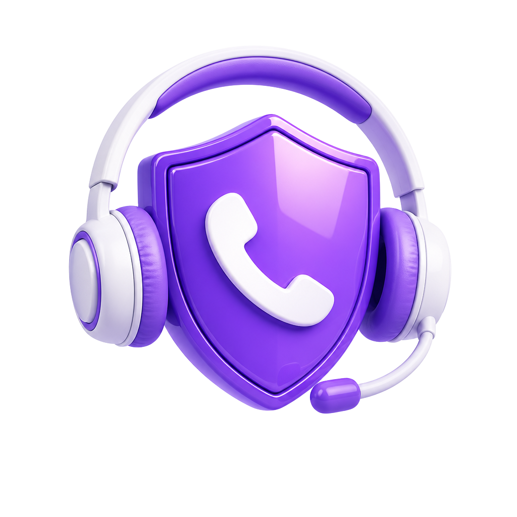 3D headset wrapped around the PolicyPartner shield logo